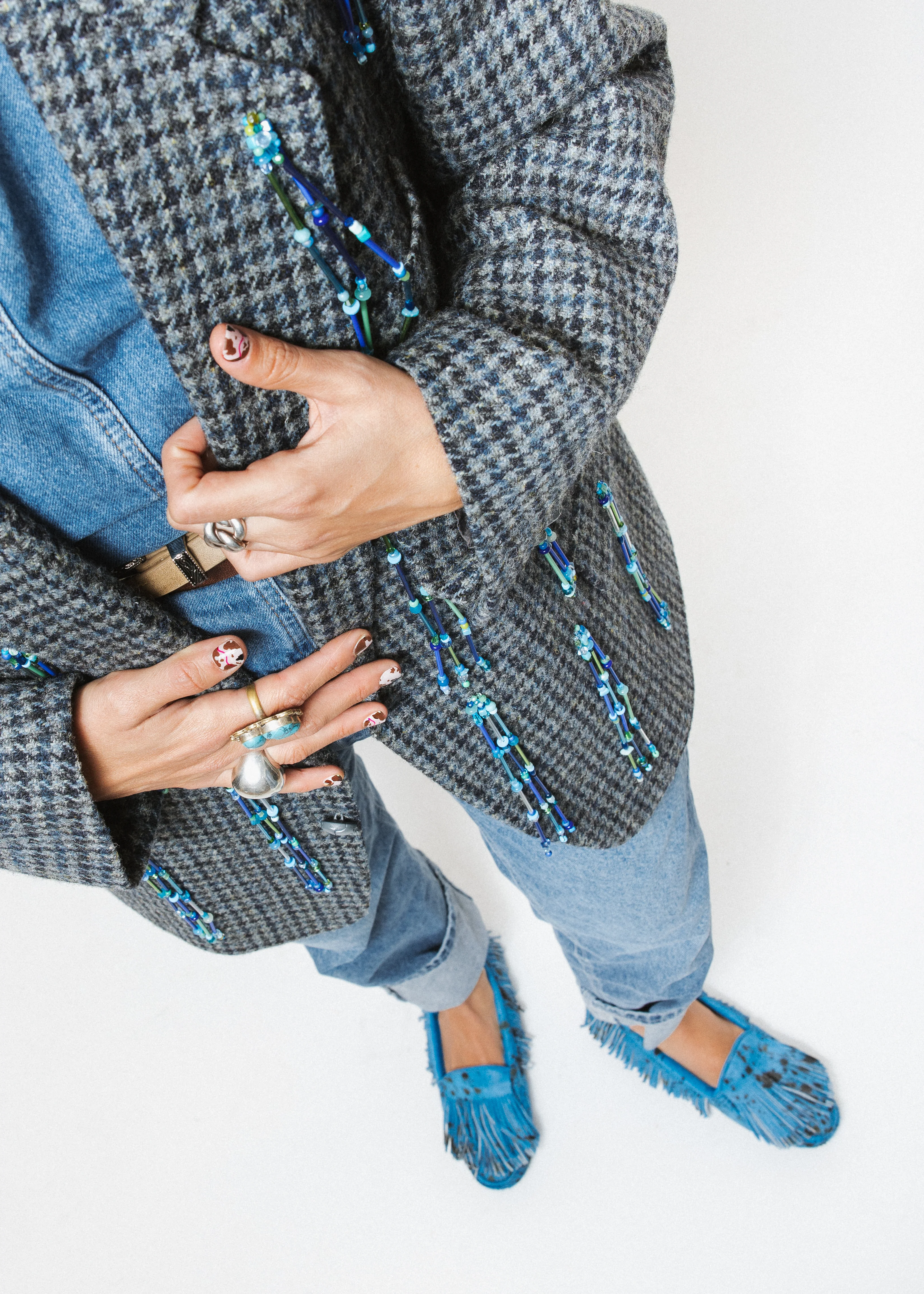 Blue Cow-Print Loafers - Image 4