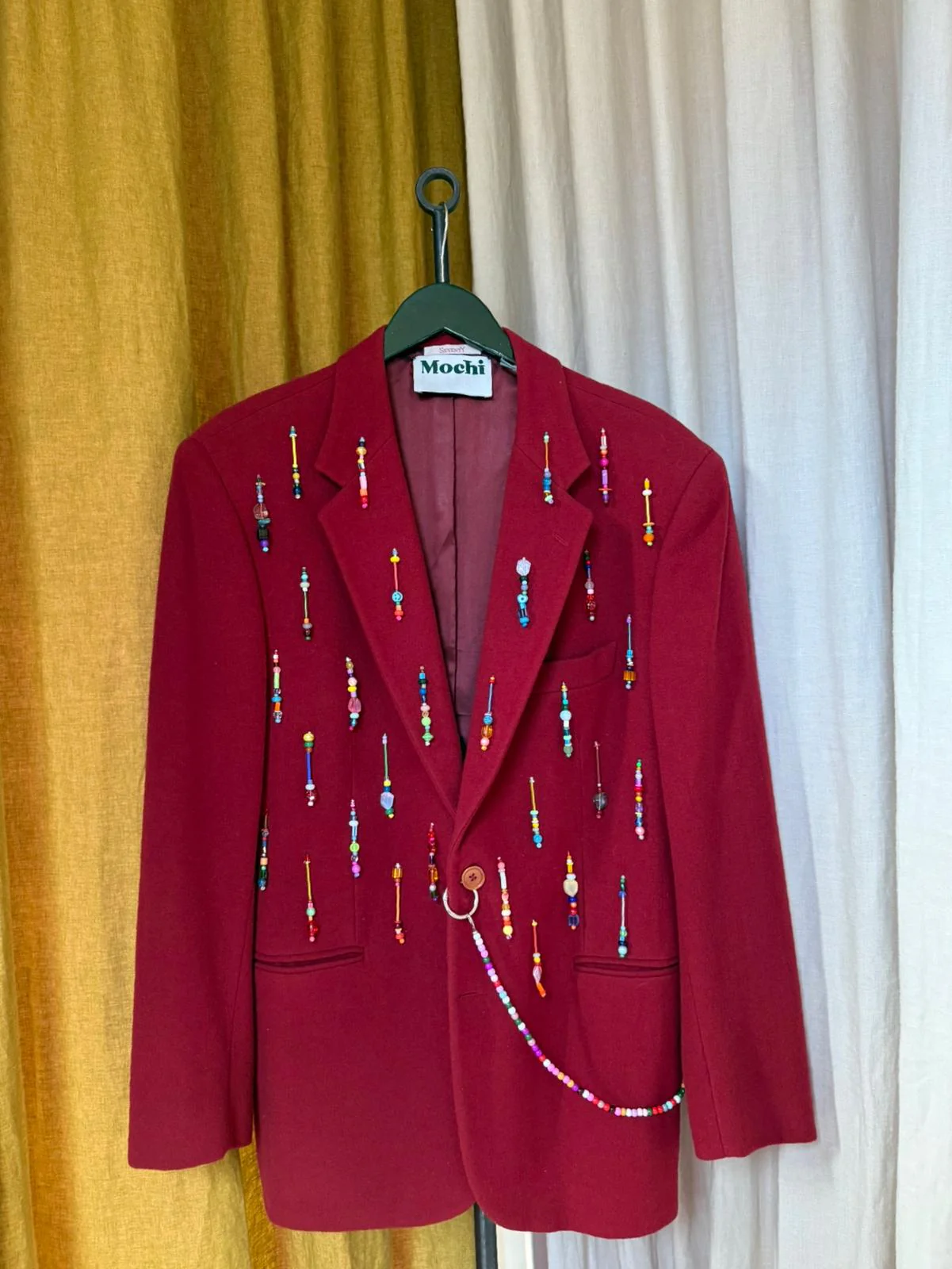 Classic Red Beaded Blazer - Image 3