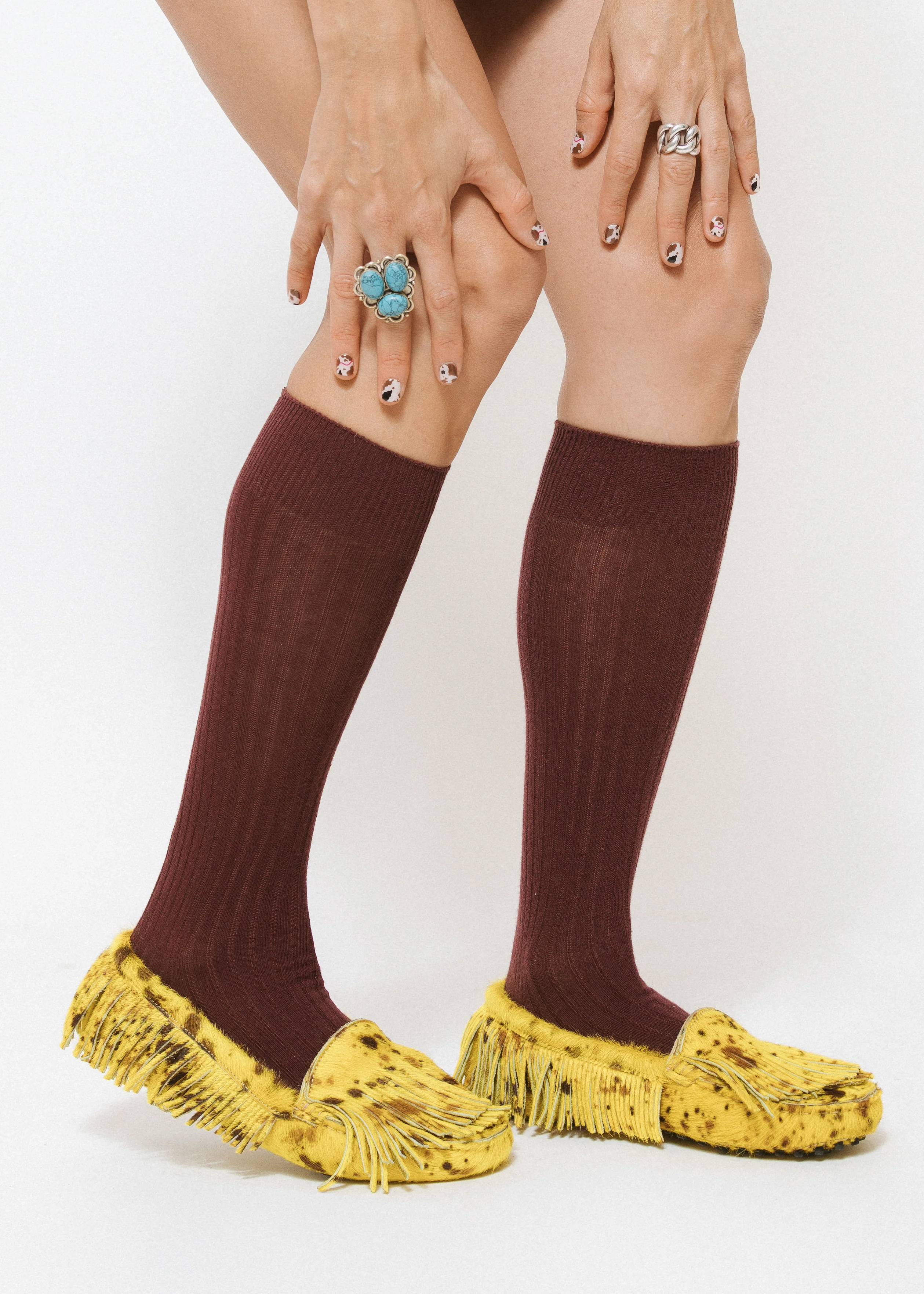 Yellow Cow-Print Loafers - Image 3